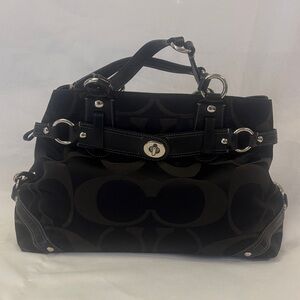 Coach Black Shoulder Bag with Silver Hardware